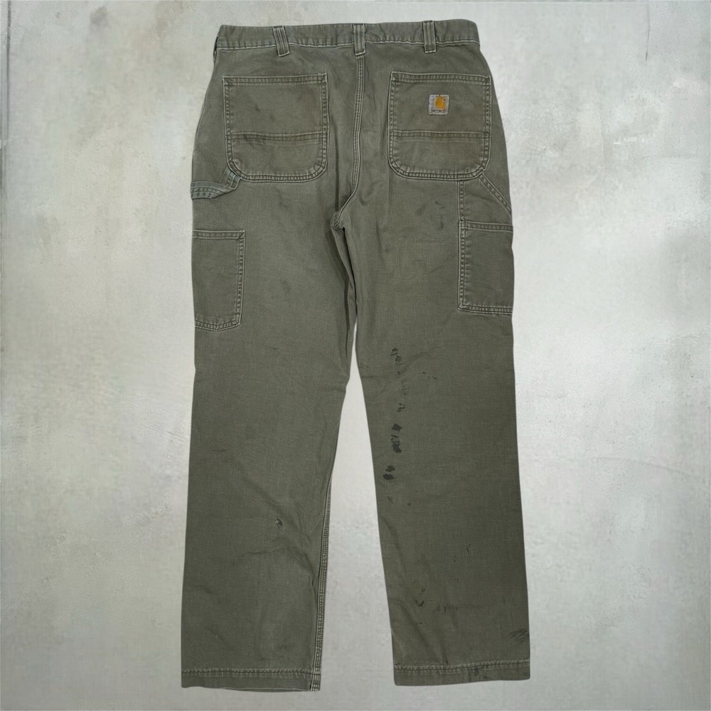 Carhartt Men's 34x32 Green B11 Baggy Dungaree Workwear Pants Carpenter Utility